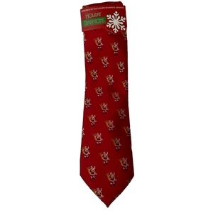 Vintage HALLMARK Holiday Necktie Santa Red Christmas Tie Holiday Traditiions
